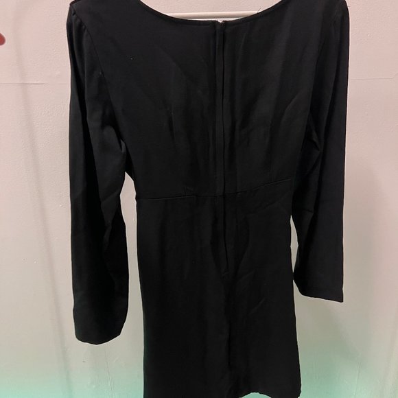 Vintage Long Sleeve Black Dress with Velvet and Embroidery - Picture 3 of 6